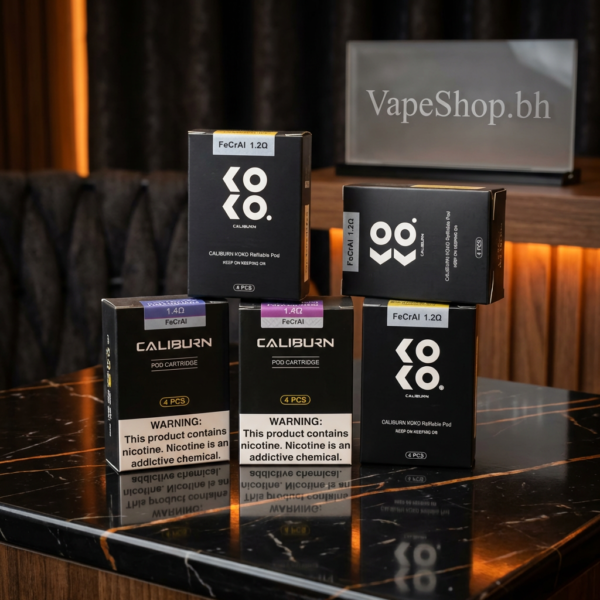 UWELL Caliburn Koko pods in black, compact refillable design with magnetic connection for Bahrain vapers.