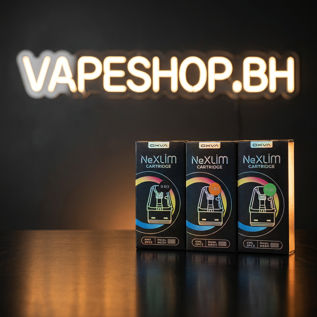 3570071 Oxva nexlim cartridge 4ml pod with dual mesh coil, sleek transparent design for bahrain vapers, top-fill nexlim cartridge view