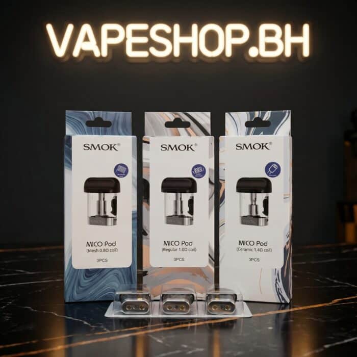 Side angle of **smok mico pod** highlighting slim 56x46mm profile, battery indicator, portable vape pod system.