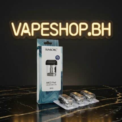 **SMOK Mico Pod** gallery view showing 1.7ml pod attached, ergonomic mouthpiece, sturdy zinc build for Bahrain vapers.