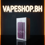 Navy IQOS ILUMA i showing charging case open, 135min USB-C charge, heated tobacco device in Bahrain.