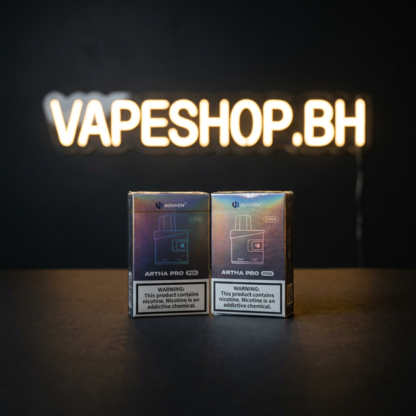 Translucent Advken Artha Pro Cartridge 0.8ohm pod for Bahrain vapers, 3.5ml capacity side view