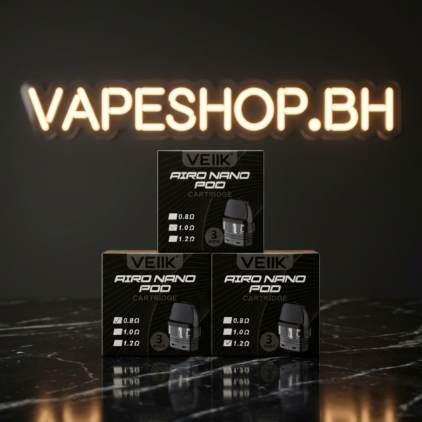 Airo Nano Pod replacement coils pack for Bahrain vapers, featuring 0.6ohm mesh and 1.2ohm BVC types in black packaging.