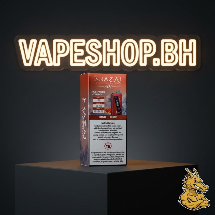 Detailed view of mazaj air 14000 puffs showing textured grip and premium finish for bahrain vapers.