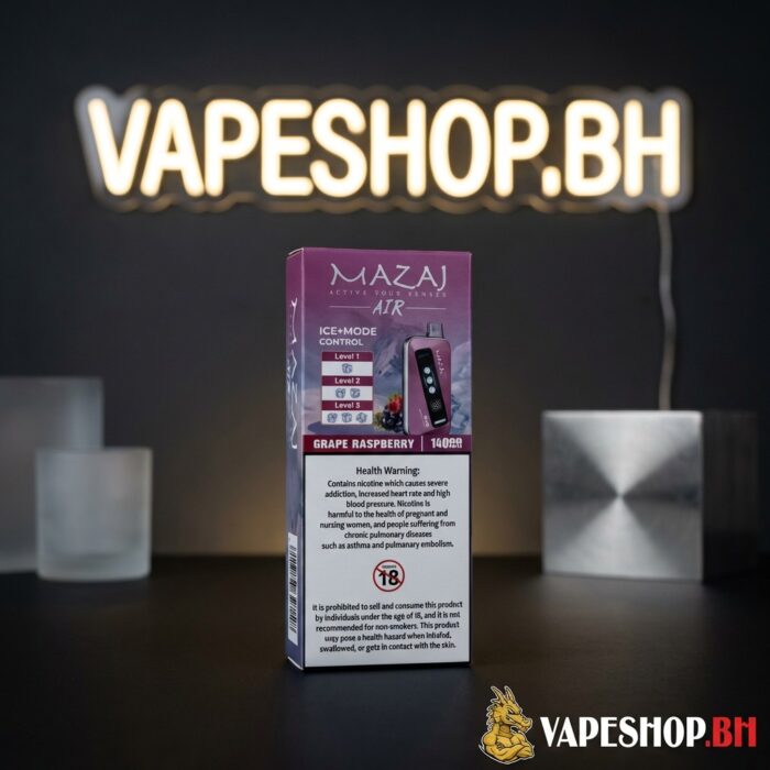 Mazaj air 14000 puffs side profile revealing slim profile and durable design in bahrain style.