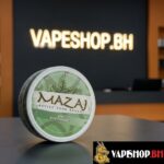 Mazaj pouches arranged neatly in open tin, clean white color and slim form for Bahrain vapers