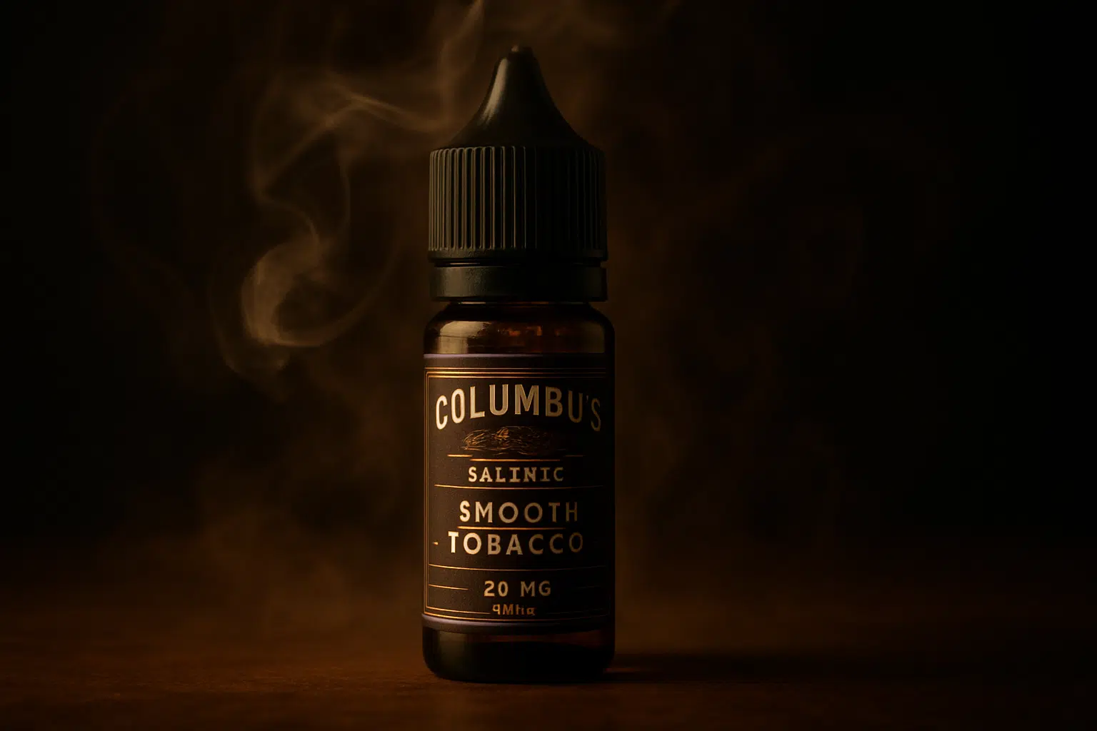Columbus e-liquids saltnic smooth tobacco 20mg nic salt hero image with vapor wisps for bahrain mtl pod vapers