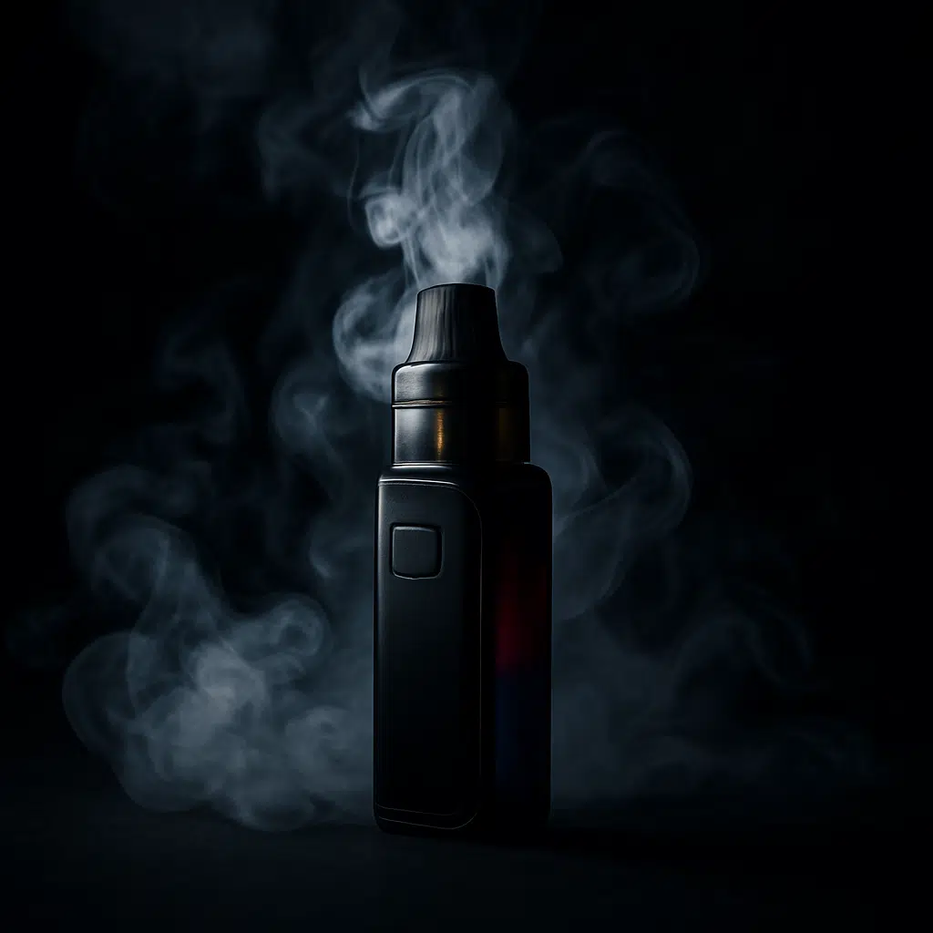 First-Time Vaping: What To Buy And Avoid 3 Inline image: vape pod device with vapor wisps in dramatic studio lighting
