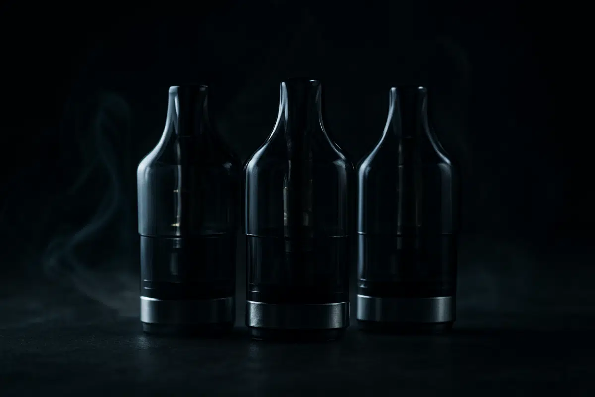 Geekvape U Cartridge pack in dramatic lighting with vapor wisps, showcasing compatibility and performance for pod vapes.