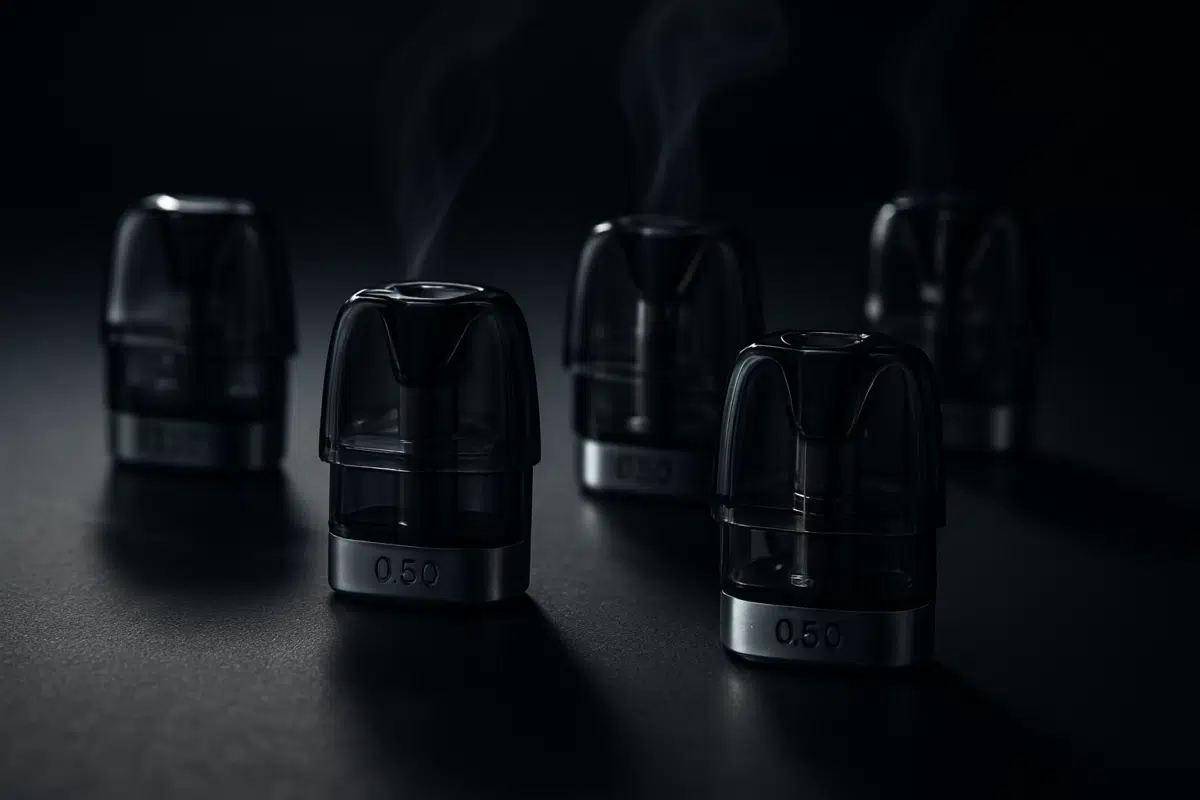 Geekvape Wenax Q cartridges showcase including 0.6Ω, 0.8Ω and 1.2Ω pods for Wenax Q pod system