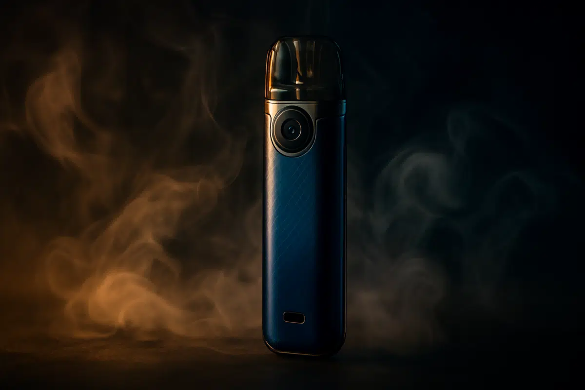Smok Novo 4 pod system with LP1 coil emitting vapor, hero image for coil lifespan guide