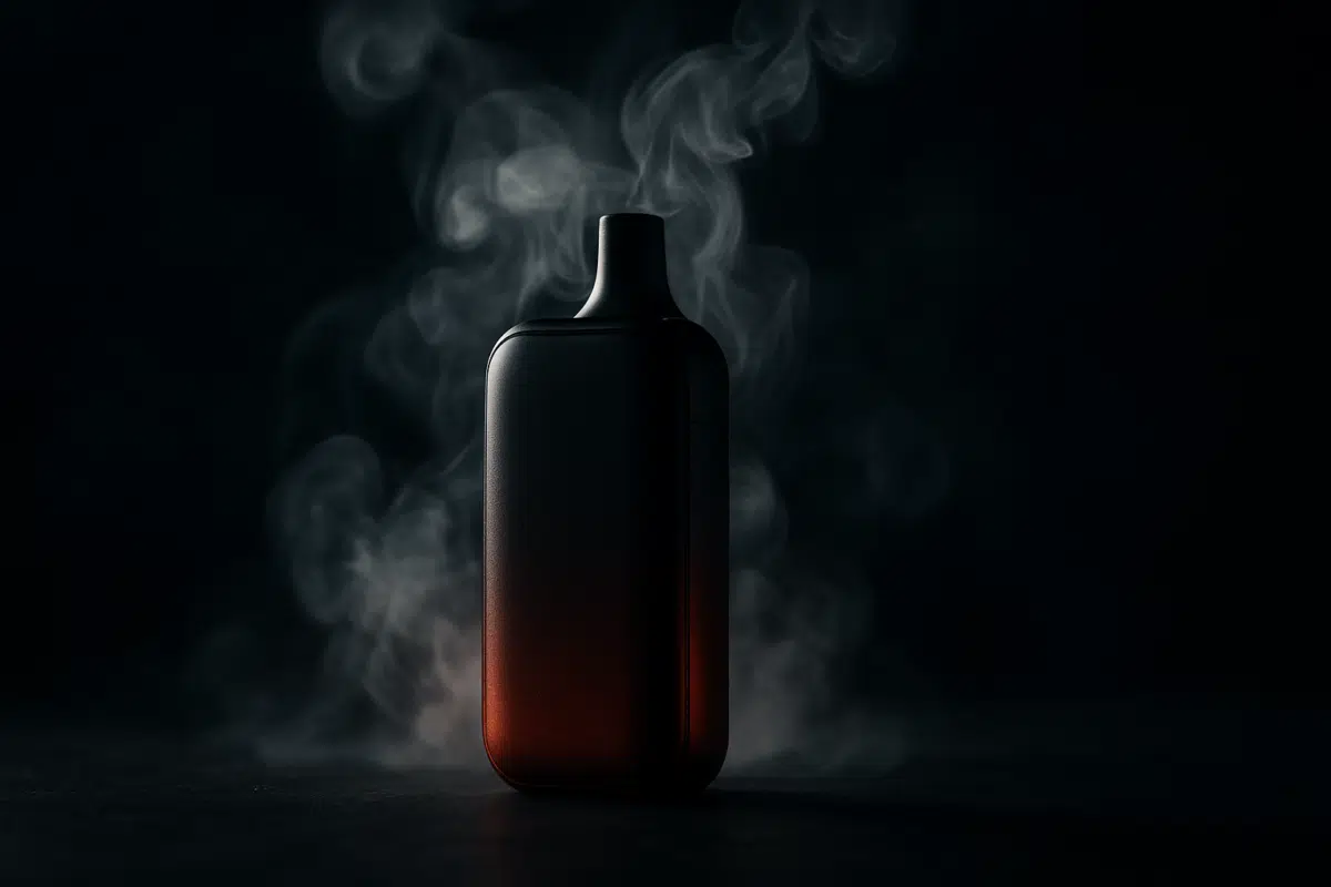 Mega Pod 7K Disposable Vape hero image showing 7000 puffs device with vapor wisps and dramatic lighting for Bahrain vapers