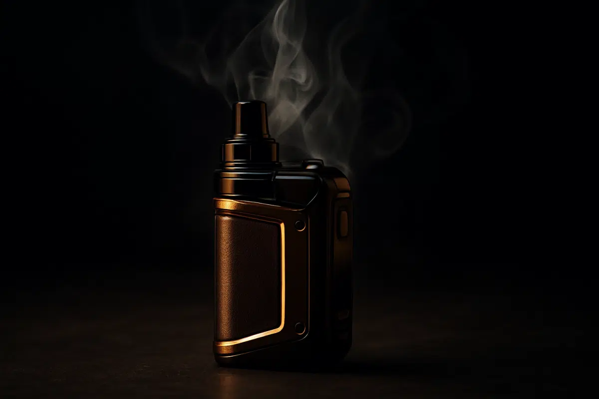 Nic Vape pod device with vapor wisps, representing nicotine vaping vs traditional tobacco in Bahrain