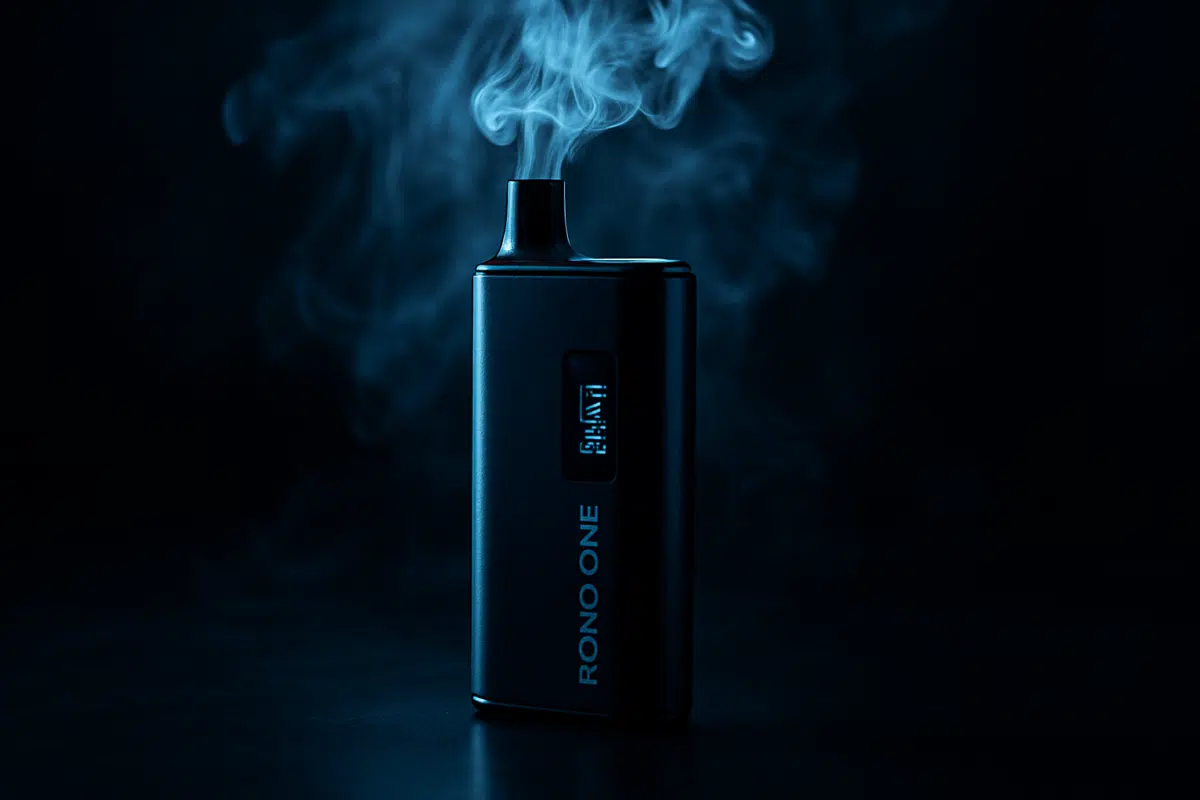 Roxo One Disposable Vape hero image with 8000 puffs icy vapor clouds and digital screen