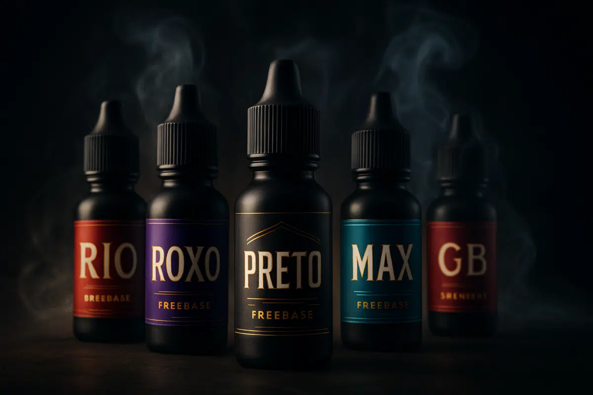 Hero image of premium freebase e-liquids from Rio, Roxo, Preto, Max, and GB for Bahrain vapers