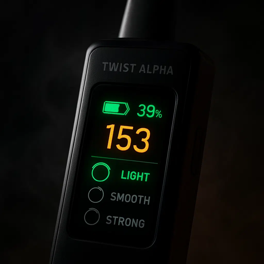 Twist Alpha Disposable Vape Review: Three-Mode Power In Your Pocket 2 Twist alpha disposable vape inline image focusing on interactive hd touch screen tracking battery juice and puff count