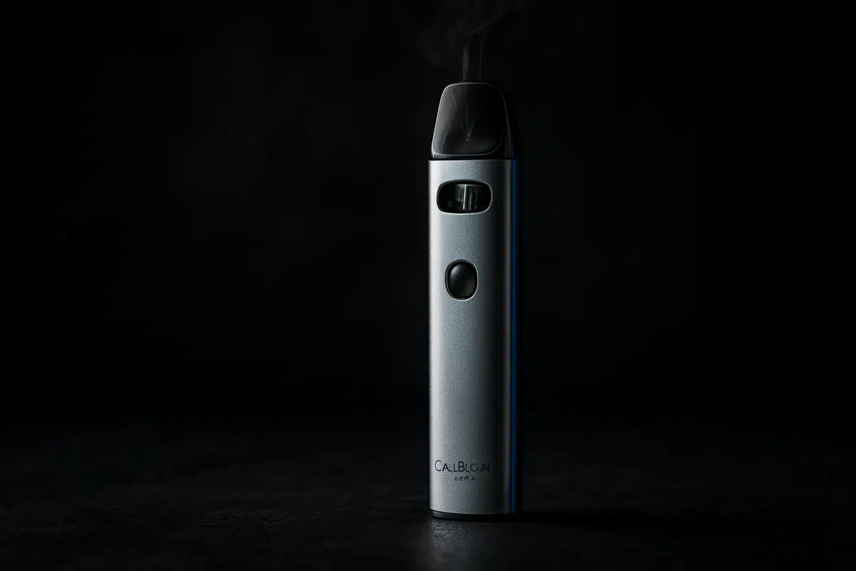 Uwell Caliburn A2S Pod Kit hero image showcasing sleek design with vapor wisps in dramatic lighting