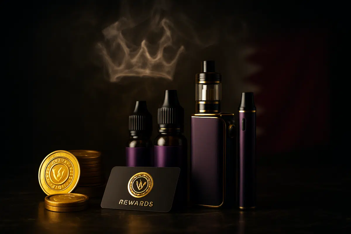 Vape membership VIP rewards hero image with premium devices and discounts in Bahrain