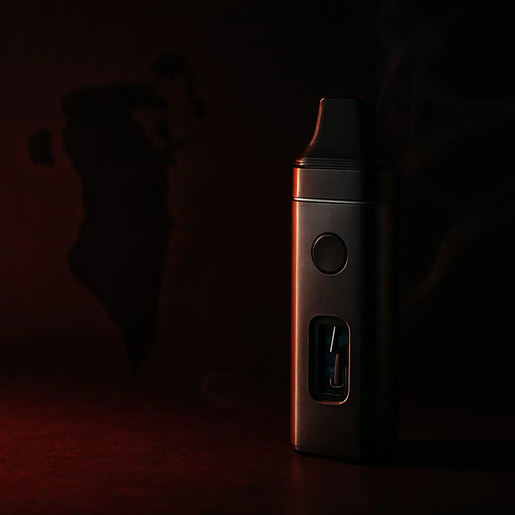 Vape Shop Near Me Bahrain: Best Online &Amp; Local Options 3 Inline image of pod vape kit with vapor and bahrain map shadow for local vape shop near me searches