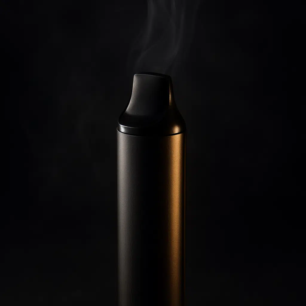 Vape time disposable vape detail shot with moody lighting and vapor