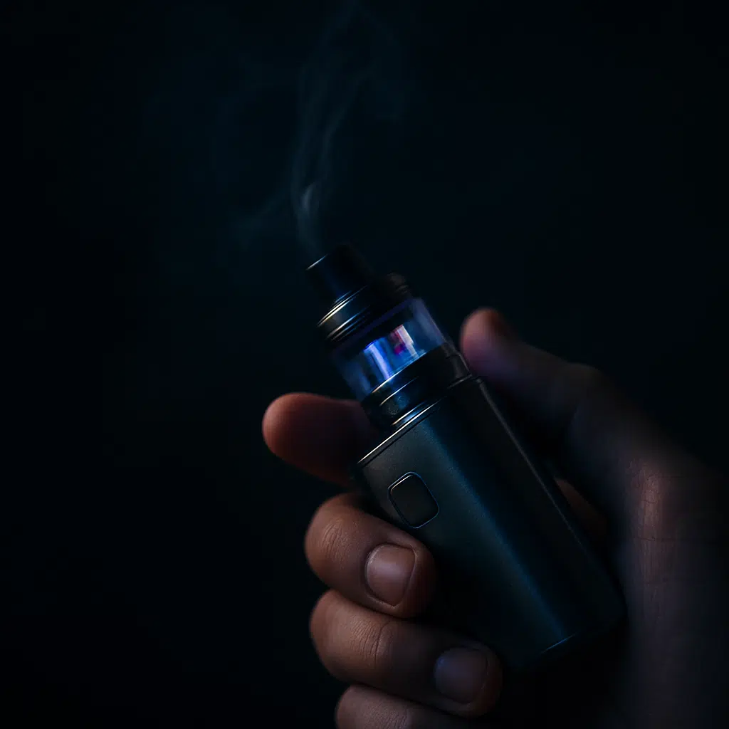 Vape Time Guide: Best Practices For Vapers In Bahrain 2 Inline image showing vape device in hand for personal calm vape time experience in bahrain