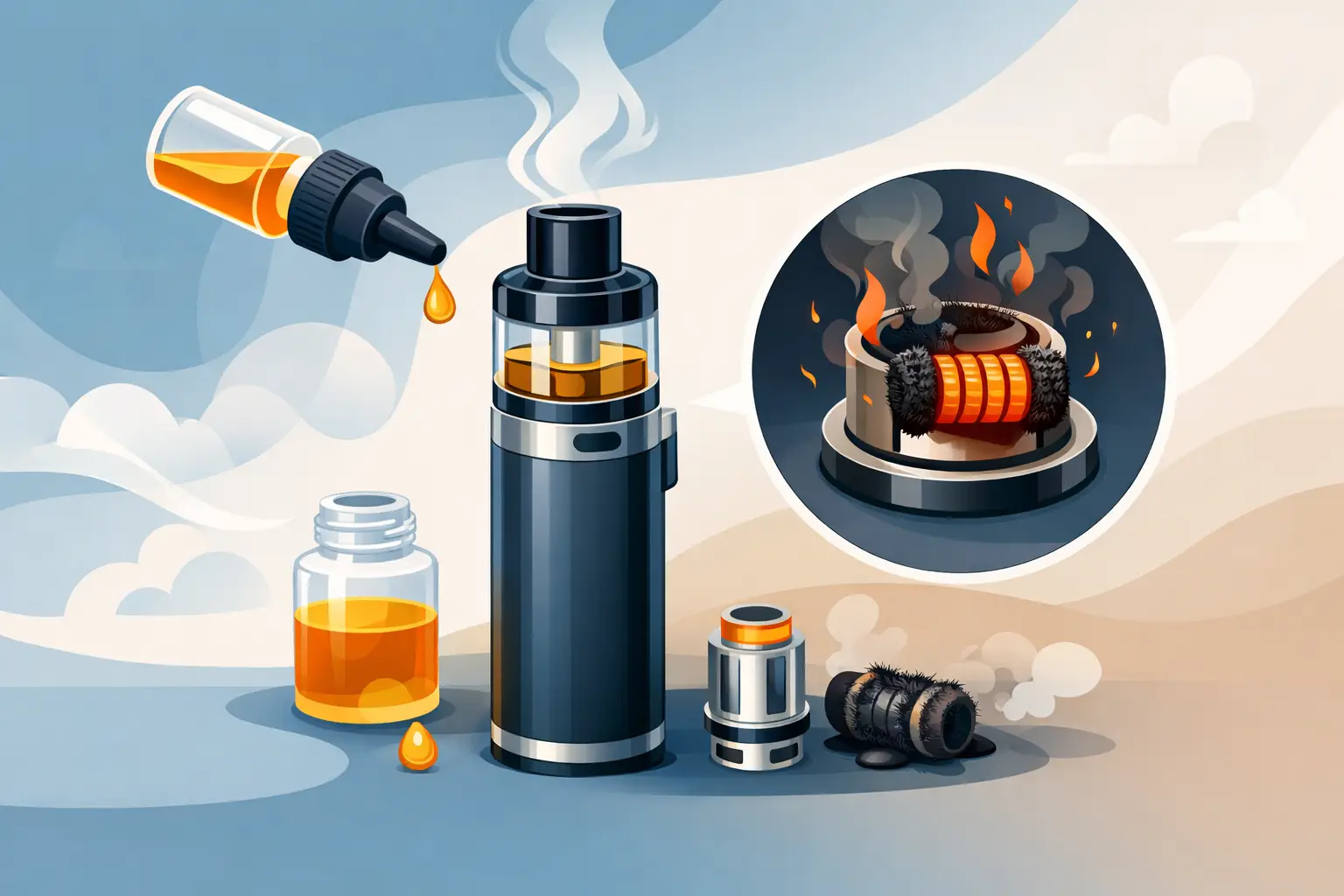 Why vape tastes burnt after refill