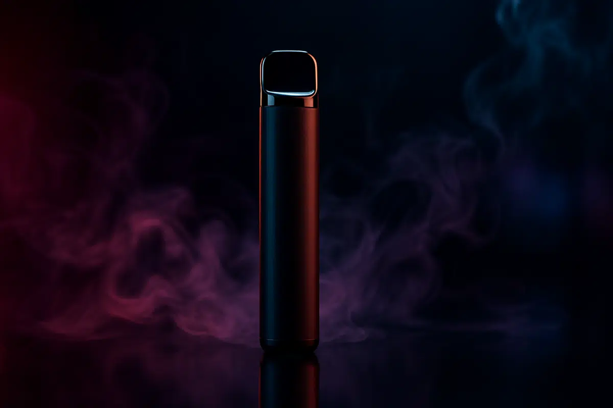 Elf Bar Bahrain guide hero image showing a disposable vape in a dark studio setting
