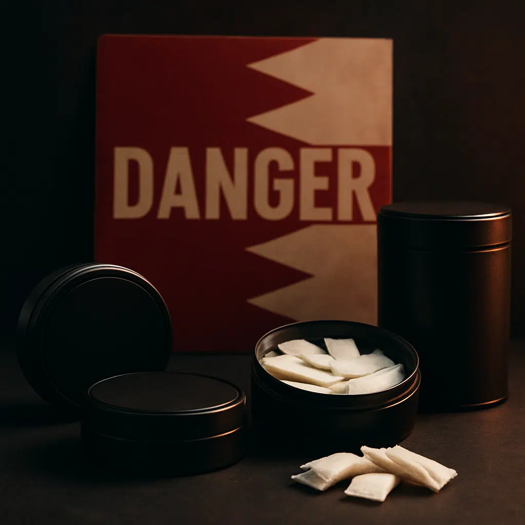 Snus In Bahrain: Law, Risks &Amp; Safer Alternatives 2 Snus in bahrain legal risk image with nicotine pouches and a warning-style studio composition