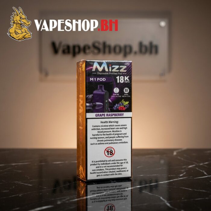 Mizz m1 disposable pod 18k disposable vape, straight-sided pod with clean finish