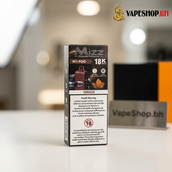Mizz M1 Disposable Pod 18k vape Bahrain, compact disposable pod in dark finish