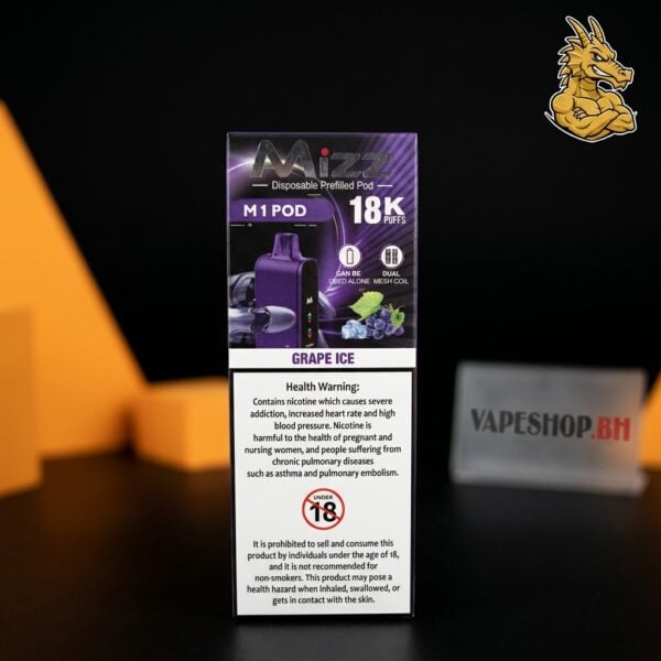 Mizz M1 Disposable Pod 18k vape, slim disposable pod for easy carry