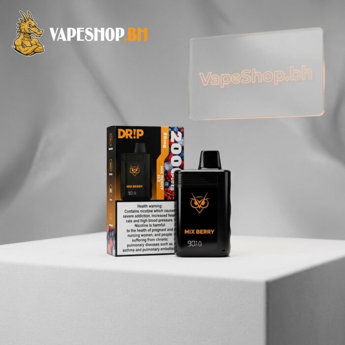 Drip disposable 20k puffs vape angled view with smooth cylindrical shape