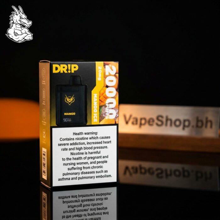 Drip disposable 20k puffs vape package and device, clean modern disposable vape