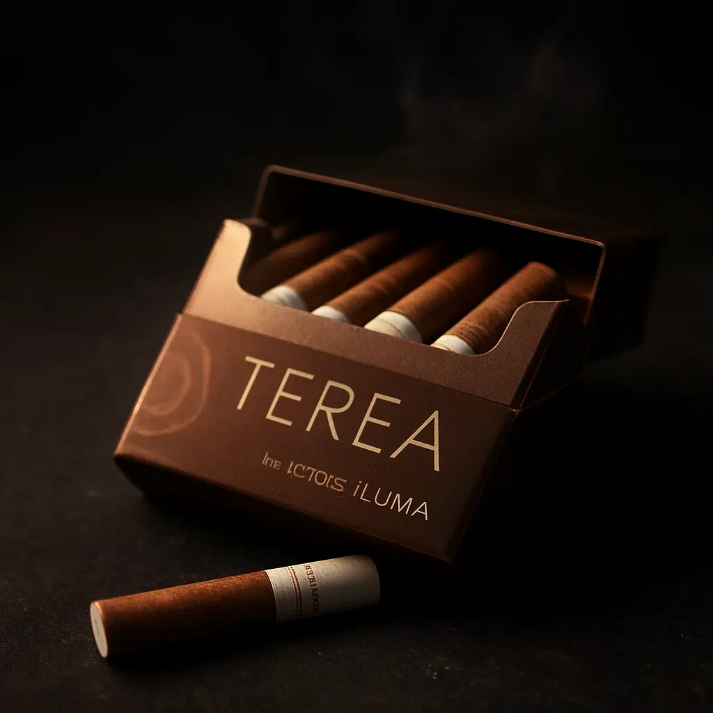 Terea Flavors Explained: Tobacco, Menthol &Amp; Pearl Sticks 2 Close-up of terea tobacco flavor sticks for iqos iluma showing warm tobacco color palette in a dark studio setting